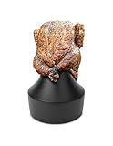Outset 76633 Cast Iron Beer Can Chicken Holder, Garlic Roaster and Flavor Infuser, Black