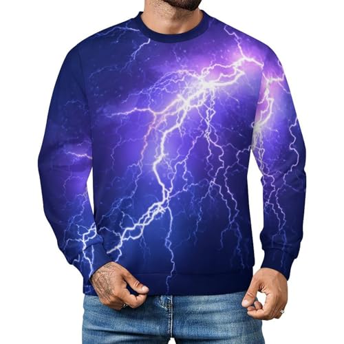 Lightning Thunder Storm Men's Soft T-Shirt Lightweight Long Sleeve Casual Stylish Pullover Shirt