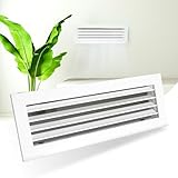 Ralertreik Rejilla Impulsión Blanca Lamas Horizontales Móviles para Aire Acondicionado Salida de Aire Orientable (600x100 mm)