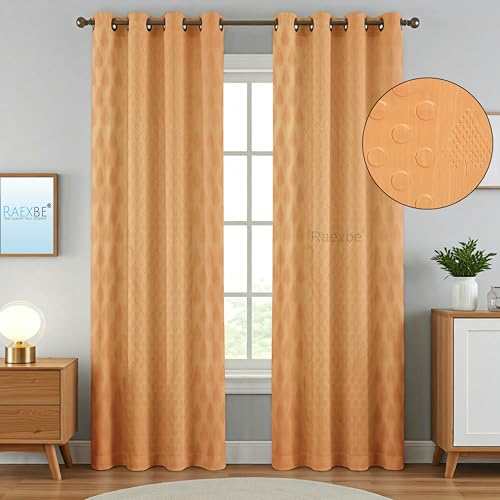 Image of Heavy Long Crush Floral Design Curtains | 7ft Premium Polyester Punching Coin Pattern Curtains for Living Room, Bedroom, Door & Window | Modern Golden Home Decor Screens | Set of 1 Pieces