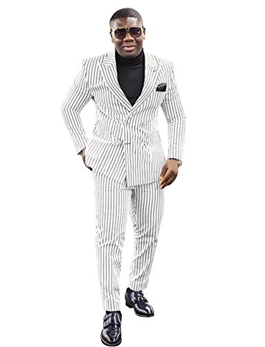 Costume à rayures homme deux pièces ensemble slim fit veste pantalon de cérémonie