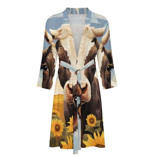 Farmhouse Cow Mens Bath Robe Lightweight Soft Bathrobe Knee Length Spa Sleepwear4