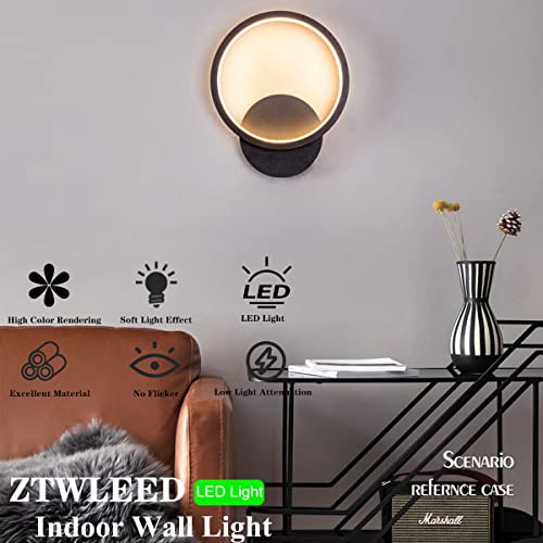 ZTWLEED-LED-Lampada-da-Parete-Interno-14WTondo-Nero-Applique-da-Parete-Interno-Moderno-Tre-Tipi-di-DimmerabileRA85-Lampada-a-Muro-Perfetto-per-Camera-da-Letto-Soggiorno-Corridoio-Le-Scale