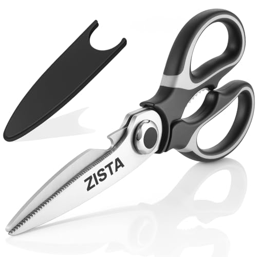 Image of ZISTA Multi Purpose Made In Japan Kitchen Scissors, food scissors,Premium Stainless Steel Solid Kitchen Shears for Meat, Seafood, Chicken, Vegetables, Herbs, BBQ, Bottle Opener