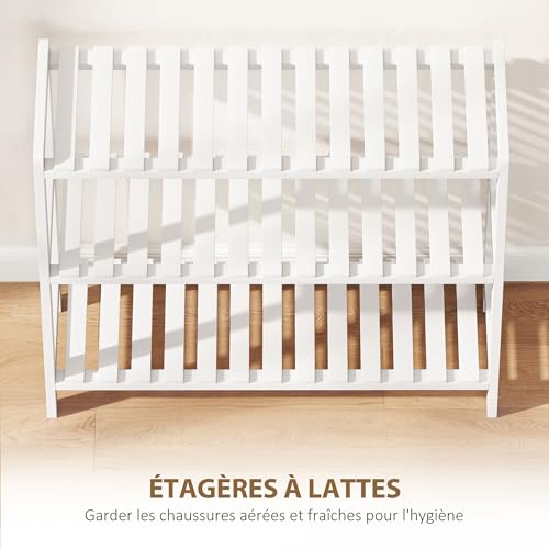 Meuble à chaussures blanc pour l'entrée et le salon chaleureux