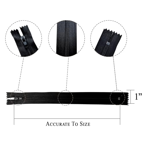 image for KGS Nylon Zippers for Sewing Crafts | Size: 15 Inch | Color: Black | 2
