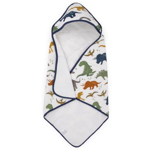 Image of Little Unicorn Premium Infant Hooded Bath Towel| Soft & Absorbent Cotton & Terry Fabric for Newborns (Dino Friends)