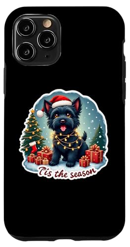 Tis The Season ブラック ロシアンテリア 犬 メリークリスマス 楽しい スマホケース iPhone 11 Pro 用