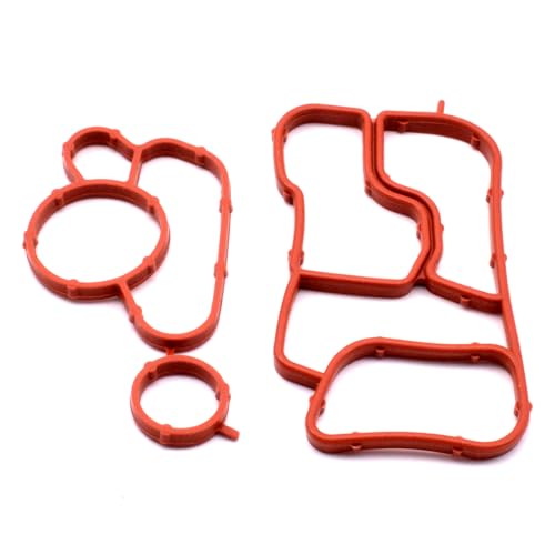 Image of Engine Oil Cooler Gasket Kit Compatible for VW Beetle CC Eos Golf Jetta Passat Tiguan for Audi A4 Q5 Oil Filter Housing Gaskets 06J117070C 06J115441A (2PCS)