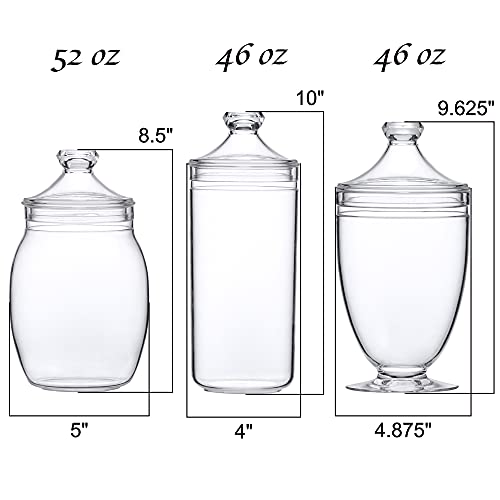 Adore-Plastic-Apothecary-Jars-3-Piece-Set-524646-oz-NOT-Glass-Acrylic-Jars-with-Lids-Bathroom-Canisters-Candy-Buffet-Wedding-Display-BPA-Free-and-Shatter-Proof