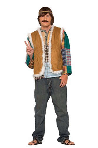 Forum Novelties Men's Hippie Faux Fur Trimmed Vest, Neon, Standard