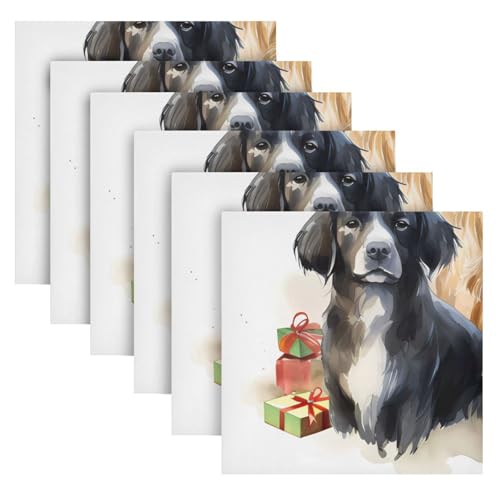 Set de 6 servilletas de tela Navidad perro multicolor 20x20 pulg miniatura 2