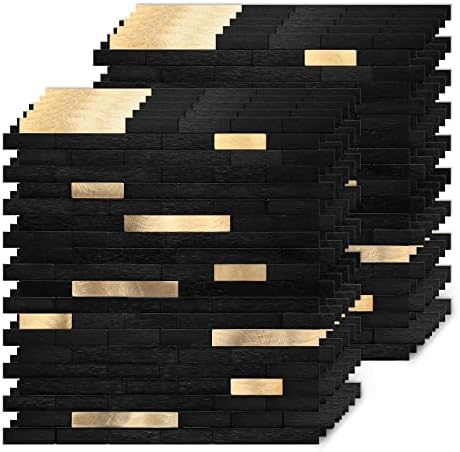 10-Sheet Peel and Stick Tile Backsplash Wood Metal for Kitchen,Self Adhesive 3D Mosaic Tiles Wall Stickers