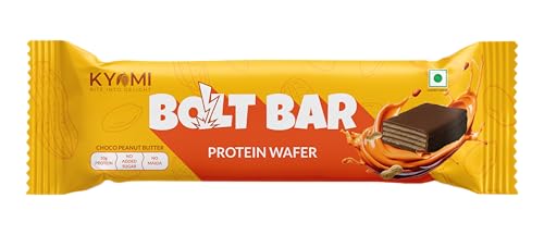 Image of Kyomi Bolt Bar Protein Wafer Bar | Choco Peanut Butter | 10g Protein | No Added Sugar | No Preservatives | 100% Vegetarian | Pack of 10 Bars (400g)