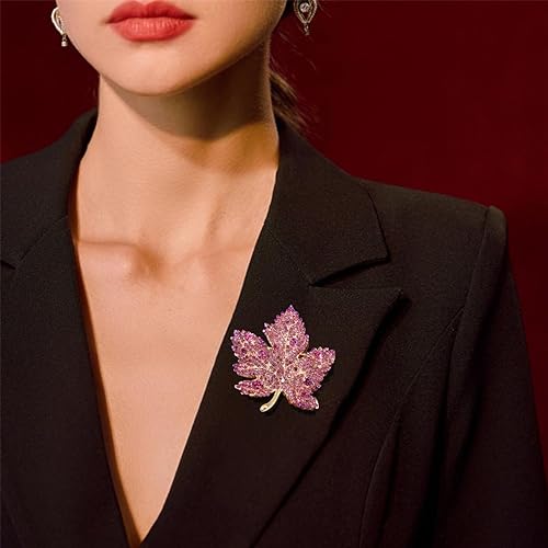 Image of Rhinestone Crystal Maple Leaf Brooch Pin for Women Fall Thanksgiving Vintage Colorful Maple Leaf Lapel Pin Party Prom Wedding Thanksgiving Jewelry Gift