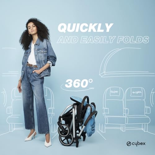 Image of CYBEX Eezy S Twist +2 V2 Baby Stroller with 360 Rotating Seat for Infants 6 Months and Up - Compatible with CYBEX Car Seats, Dark Blue