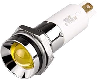 M12P-24Y, LED Indicator, 12mm Panel Hole, Protrusive Head Type, Yellow, 24V DC