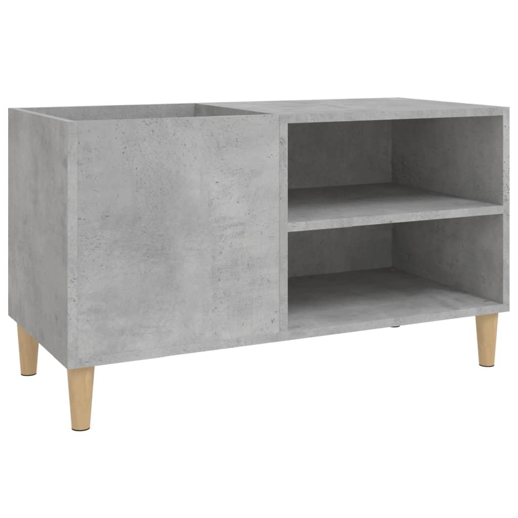 IKAYAA Mueble de Discos de Madera 84.5 x 38 x 48 cm, Tocadiscos de Vinilo Stand, Estanteria CD, Mueble para Discos y Vinilos, Gris Hormigón