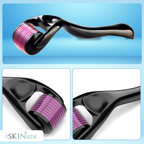 SkinSide Derma Roller for Men & Women with 540 x Safe Titanium Needles | Scalp Hair Growth Activator | Stimulates Hair Follicles | Promotes Beard... - Image 6