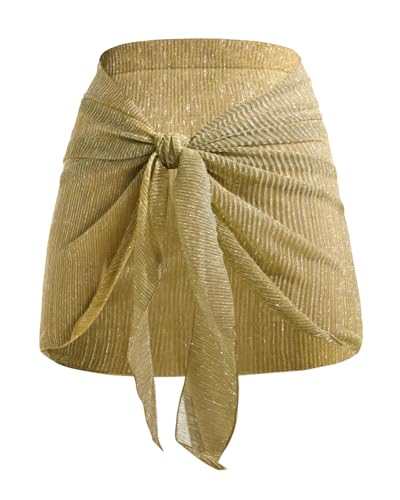 Holipick Shiny Sarong Coverups for Women Bathing Suit Wrap Skirt Swimsuit Beach Bikini Cover Up