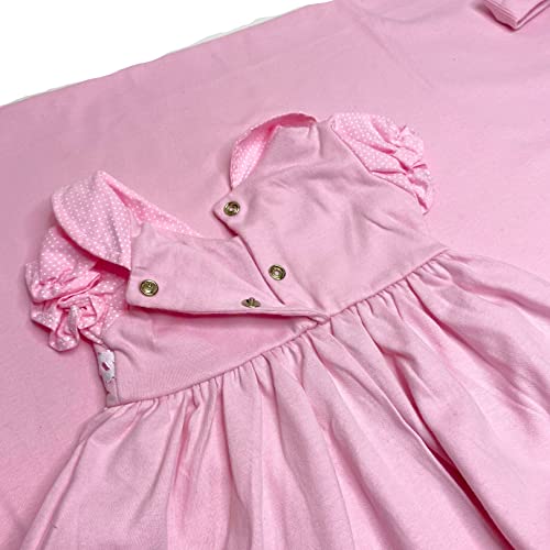 Saída de Maternidade Menina 4 peças Princesa Algodão Rosa Vestido