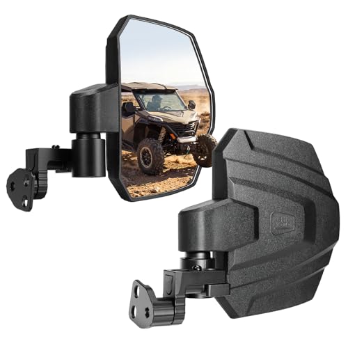 KEMIMOTO UTV Side Mirrors A-Pillar Extendable View CNC Base Mirrors Compatible with Polaris RZR XP 1000 Zforce 950 500 800 CFMOTO Uforce 500 800 Accessories Factory Mount Adjustable Large Mirrors