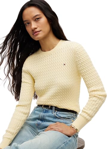 Tommy Hilfiger Damen Co Cable C-nk Ls Sweater Ww0ww44993 Pullover Sweater, Frozen Custard, S – Ansicht 3