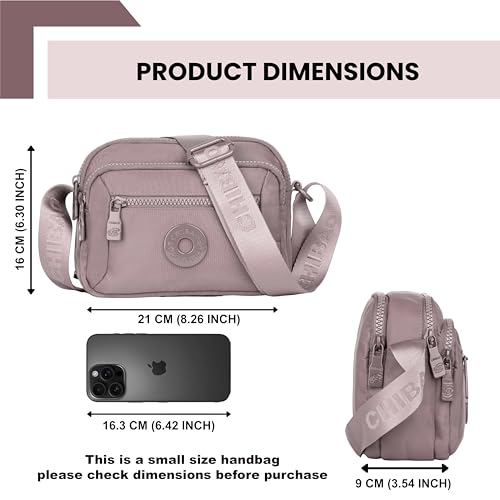 Image of TS WITH TECHSUN Small Crossbody Shoulder Bag for Women, Multi-Pocket Nylon Travel Handbag Messenger Purse, Adjustable Strap, Lightweight, Zipper Closure (21(L) X 16(H) X 9 (W) CM)