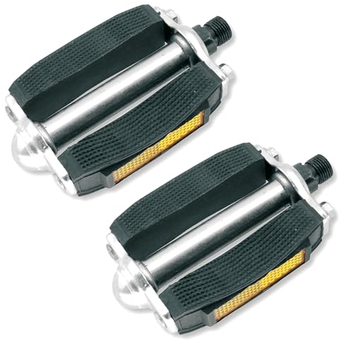 Pedales para Bicicleta Clasica Retro Vintage con Bloque de Goma y Rodamientos Color Negro 51EUDEP_VN004