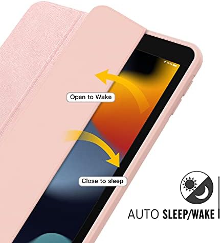 MoKo Case Fit New iPad 9th Generation 2021 / 8th Gen 2020 / 7th Gen 2019 with Apple Pencil Holder, iPad 10.2 Case, Slim Lightweight Smart Shell Stand Cover Case, Auto Wake/Sleep,Rose Gold