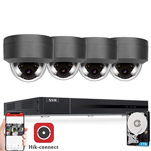8CH 4K PoE NVR 5MP Kit de cámara 2TB HDD, Sistema de seguridad IP 4x 5MP Cámaras IP PoE Exterior Interior Impermeable Visión nocturna Micrófono Detección de movimiento H.265