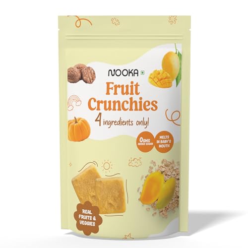 Nooka Yellow Fruit Crunchies for Babies – Healthy Snack with Real Fruits & Veggies | 4 Ingredients Only | No Added Sugar | Melts in Baby’s Mouth | Age 7+ Months (20g)