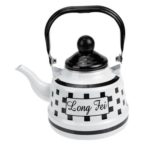 Holibanna Outdoor Enamel Coffee Kettle Stovetop Tea Pot for Home and Camping Safe Scald Handle Fast Heating for Coffee Tea Mulled Wine Preparation