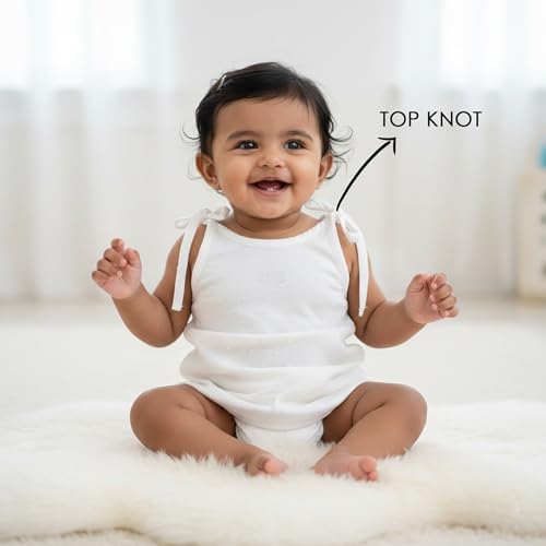 Image of Newborn Baby Jhabla Vest | White Top Knot Jabla | 100% Organic Mulmul Cotton | Soft Cotton Baby Vest | Infant Jabla for Boys & Girls |Pack of 3