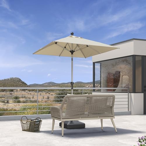 Image of PURPLE LEAF Patio Umbrella 6' x 6' Tilt Market Umbrella Aluminum Khaki