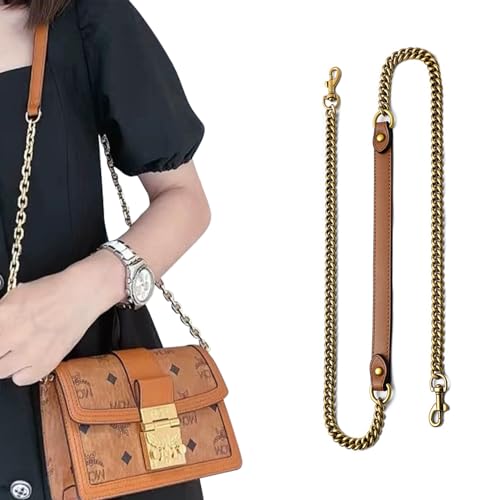 Image of jiesinlov Purse Leather and Chain Bag Shoulder Strap Replacement Crossbody for Handbags,43 Inches in Length(Gilt-brown)