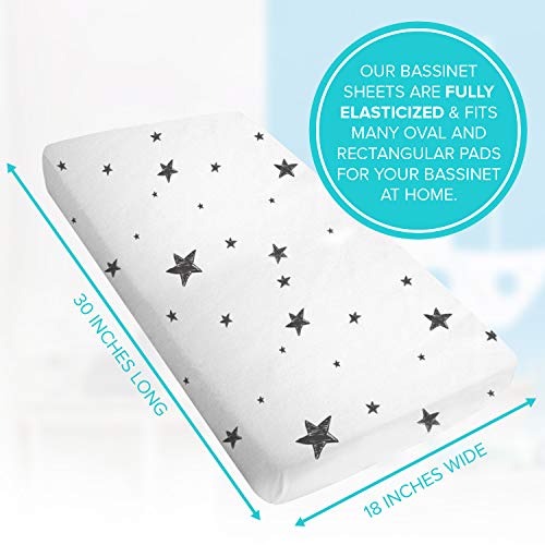 Bassinet Sheet Flannel Scribble Stars Black & White #TOP2
