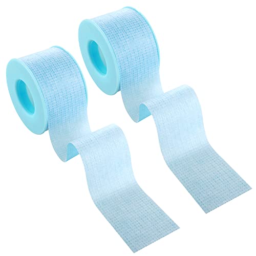 Prasacco 2 Rolls 11.8FT Silicone Tape, Removal Silicone Sensitive Skin Tape Blue Tape Reusable Adhesive Waterproof Silicone Tape for Sleeping, Skin, Lash(Blue, 1 Inch x 11.8 FT/2.5 cm x 3.6 M)