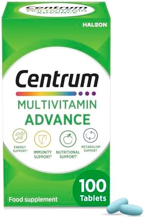 Centrum Advance Multivitamin & Mineral Supplements, 24 essential nutrients including vitamin D, C, Calcium, Daily Multivitamin Tablets, 100ct