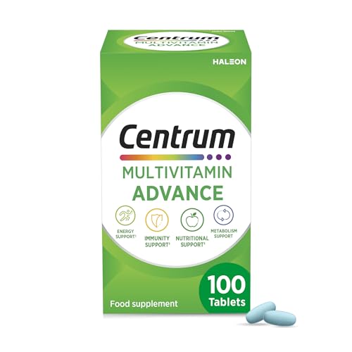 Centrum Advance Multivitamin & Mineral Supplements, 24 essential nutrients including vitamin D, C, Calcium, Daily Multivitamin Tablets, 100ct