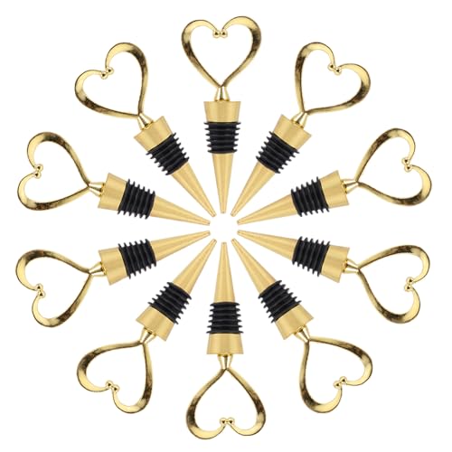 Tapones de vino dorados para eventos y cenas, pack de 12 unidades herméticas en forma de corazón 2