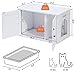 Timberer Cat Litter Box Enclosure, Litter Box Furniture Hidden with Removable Divider, Wooden Cat Washroom Furniture, Indoor Cat House, White