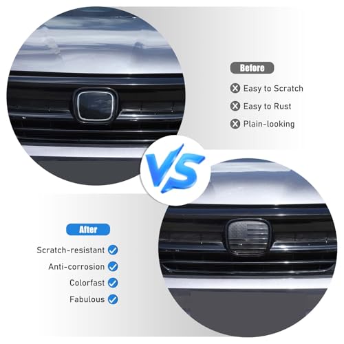 Image of Smoked Front Grille Rear Tailgate Emblem Cover for Honda Pilot 2019 2020 2021 2022, Front Rear Logo Overlay Protector Accessories ABS Material 2PCS (Style B)