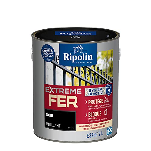 RIPOLIN - Peinture pour Fer Extérieur - Glycéro Antirouille - Sous-couche intégrée - Application directe sur Rouille - Résistante aux Intempéries, UV et...