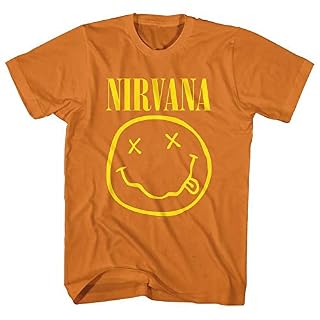 Rock Off Nirvana Yellow Smile Orange Officiel T-Shirt Hommes Unisexe - Les Beatles, Paul McCartney, John Lennon, RIngo Starr, George Harrison