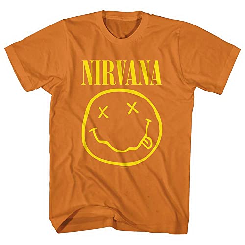 Rock Off Nirvana Yellow Smile Orange Officiel T-Shirt Hommes Unisexe - Les Beatles, Paul McCartney, John Lennon, RIngo Starr, George Harrison Rock Off Nirvana Yellow Smile Orange Officiel T-Shirt Hommes Unisexe