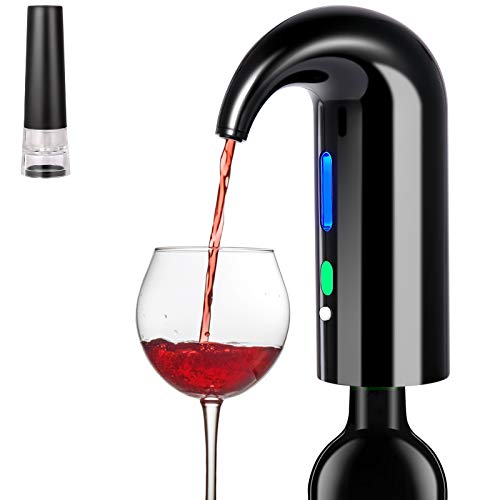 Electric Wine Aerator Pourer Portable Wine Decanter and Wine Dispenser Pump Multi-Smart Automatic Filter Wine Oxidizer Dispenser with USB Rechargeable for Travel Home and BarBlack