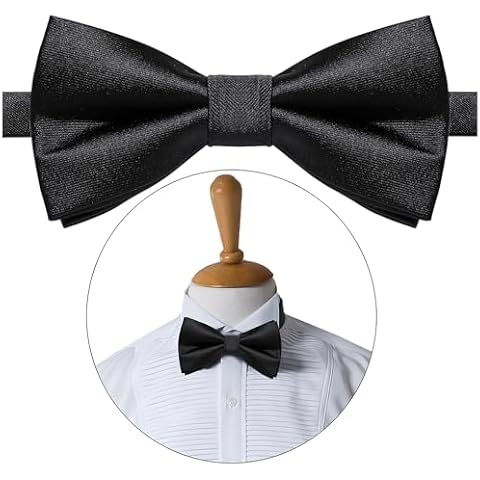 AUSKY Elegant Pre-tied Adjustable Solid Black Bow Tie for Men or Big Boys Cover