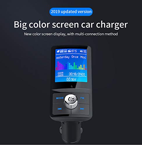 Bluetooth FM Transmitter for Car, Wireless Bluetooth 4.2 in-Car Radio Adapter Car Kit with Handsfree Calling, 2 USB Ports, 1.8'LED Display, Support TF Card, U-Disk, AUX Output
