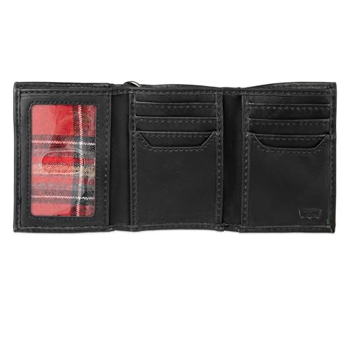 Image of Levi's Men's RFID Trifold Wallet-Sleek and Slim Includes ID Window and Credit Card Holder, Black Chain, One Size